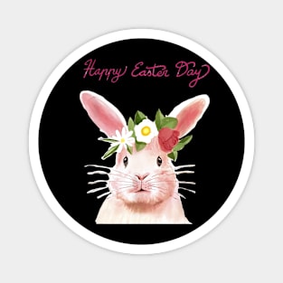 Cute Pink Bunny Rabbit Funny Hipster Easter Magnet